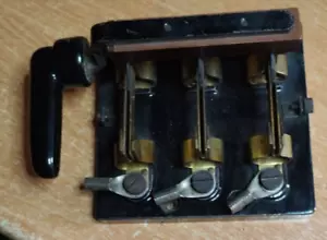 Antiker Messerschalter 3-polig Steingut / Porzellan für Elektrik um/vor 1930 - Bild 1 von 4