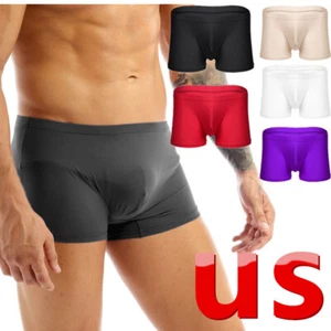 AU Men's Ice Silk Smooth Boxer Briefs Bulge Pouch Shorts Swim Trunks Underwear - Picture 1 of 50