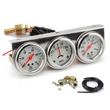52mm Chorme Car Triple Gauge Kit Oil Pressure degrees F Water Temp Ammeter White