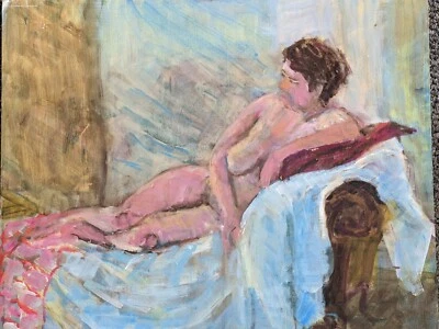 Pintura al óleo a bordo original contemporánea post-impresionista de Frazer Nude 07 Foto 1 de 4