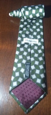Corbata vintage Oleg Cassini 1980 para hombre - 100 % seda, verde con cuadrados blancos Foto 1 de 4
