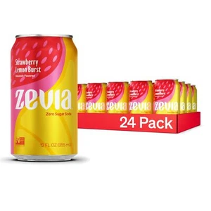 Zevia Zero Sugar Soda, Strawberry Lemon Burst, 12 oz 12 Fl Oz (Pack of 24) - Picture 1 of 5