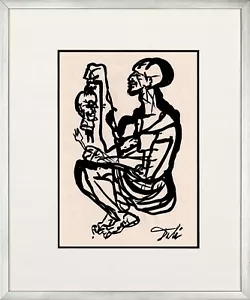 SALVADOR DALI - old sketch INK - GREAT ART !!! - Picture 1 of 2