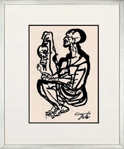 SALVADOR DALI - old sketch INK - GREAT ART !!! - Picture 1 of 2