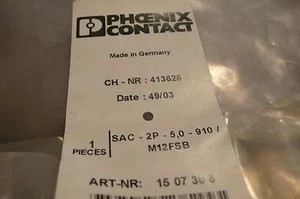 PHOENIX CONTACT SAC-2P-5,0-910/M12FSB 1507308 BUS SYSTME CABLE - Picture 1 of 4