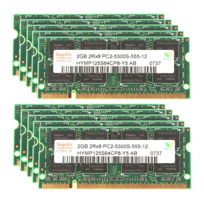 Lot DDR2 2GB Hynix 2GB PC2-5300 667Mhz SO-DIMM 200Pin Memory RAM Laptop PC5300 - Image 1 of 4