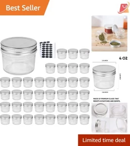 4oz Glass Jars Set of 40 with Lids, Ideal for Honey, Jam, Spice Storage - Picture 1 of 9