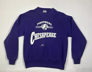 Vintage XL Jerzees Purple Crewneck Sweatshirt Chesapeake Panther Made in USA - Picture 1 of 5
