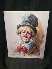 Vintage Print Barry Leighton Jones Top Hat Clown * 28 x 22 1970's fine art print