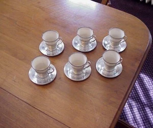 SET OF 6 STERLING DEMITASSE CUPS AND SAUCERS LENOX WITH GREEN MARK - Picture 1 of 1