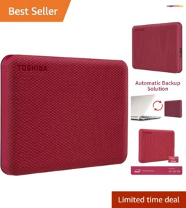 Sleek 1TB USB 3.0 Portable Hard Drive - Canvio Advance V10 in Vibrant Red - Picture 1 of 11