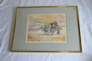 Jody Bergsma Watercolor Art Signed Matted Frame 1985 Friends Are Nice - Picture 1 of 5