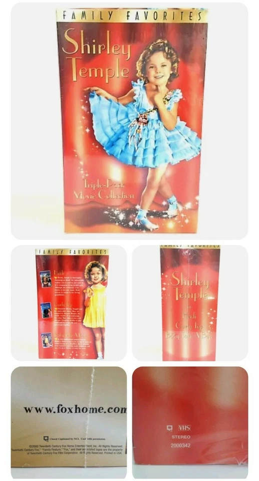 Shirley Temple Box Set (VHS, 2000, 3-Tape Set) Family Favorites Heidi Curly Top - Image 1 of 1