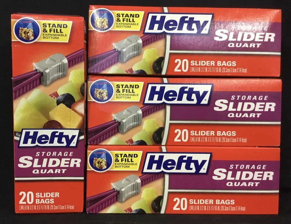 4-PK Bolsas Deslizantes de Cuarto de Cuarto de Cuarto de Almacenamiento Pesadas, 20 Bolsas Cada una (2E) Foto 1 de 1