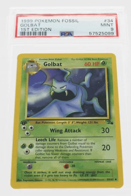 PSA 9 MINT 1999 Pokémon Fossil #34 Golbat 1st Edition !!! - Image 1 of 4
