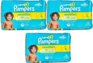 Pampers Swaddlers Diapers Size 6 35+lbs. Up to 100% Leakproof, 16Ct -X3=48 Count - Picture 1 of 2