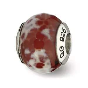 Rot Cracked Achat & Muschel Stein Perlen .925 Sterlingsilber Reflection Beads - Bild 1 von 5