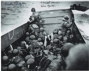 D-DAYJUNE 6,1944 OMAHA BEACH LANDING 3 D-DAY VETERANS RARE MULTI SIGNED PHOTO - Picture 1 of 1