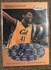Francisco Elson California Basketball Sage Rookie Autograph Rookie Card auto 650