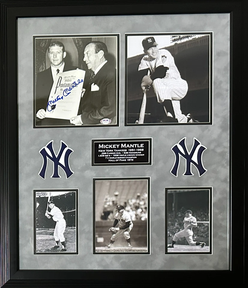 Foto 8x10 firmada autografiada de Mickey Mantle enmarcada MLB New York Yankees PSA Foto 1 de 1