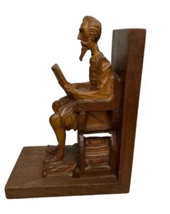 Don Quixote Wooden Sculpture Bookend Spain Tramp Art Hand Carved - Picture 1 of 7