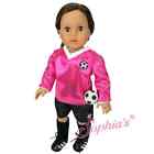 Doll Clothes 18" Soccer Shorts Shirt Pink Socks Shoes Ball Fits AG Dolls