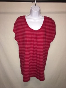 Faded Glory Damen rot gestreiftes Kurzarm Shirt XL 16-18 - Bild 1 von 3