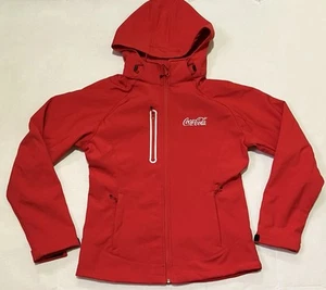 Clique Womens Jacket Red Coca Cola Removable Hood Size Medium Full Zip Ski Fall - Picture 1 of 6