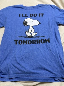 Peanuts “I’ll Do It Tomorrow” Tee Sz Large - Picture 1 of 3