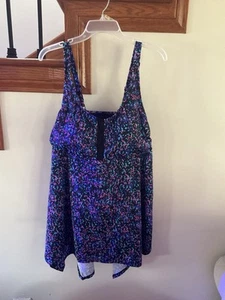 Swim 365 Tankini Size 18 Built in Padded Bra Multicolor Swimming Dress - Picture 1 of 4