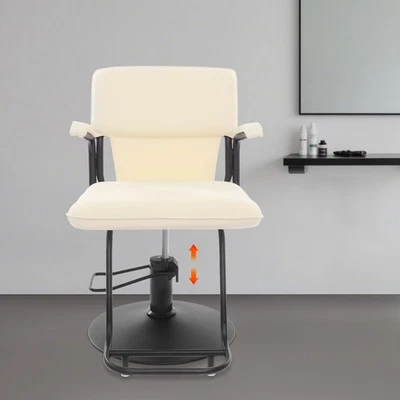 Silla de salón, 360?? Silla de peluquero giratoria, silla de belleza ajustable, blanca Foto 1 de 4