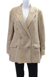 Gabriela Hearst Women Double Breasted Pointed Lapel Silk Knit Jacket Brown IT 46 - Picture 1 of 9