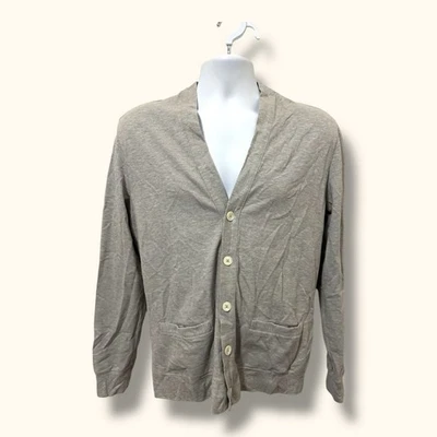 Polo By Ralph Lauren 男式 Pima 弹力网眼灰色纽扣开衫 M 口袋 — 第 1/4 张图片