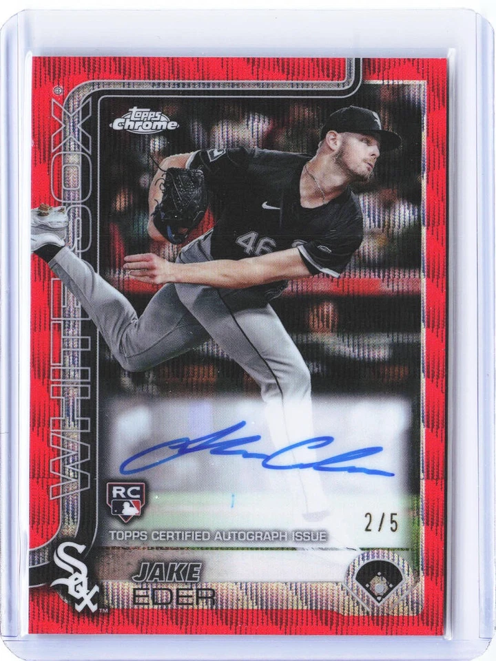2025 Topps Chrome Jake Eder Red Auto /5 #RA-JE - Image 1 of 2