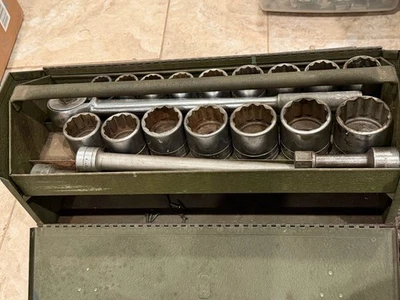 S-K SK TOOLS USA 3/4" Drive 12pt Socket Set W/BOX RATCHET AND EXTENSIONS READ! - Image 1 of 4