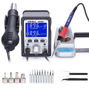 995D+ 2 in 1 Hot Air Rework and Soldering Iron Station with 3 Memories, Large... - Picture 1 of 7