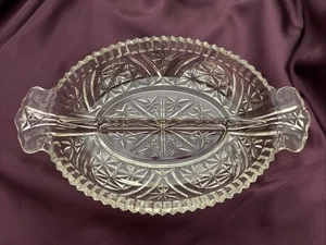 Vintage Cut Glass Oval 2 Section Olive/Pickle/Relish Tray - Picture 1 of 4