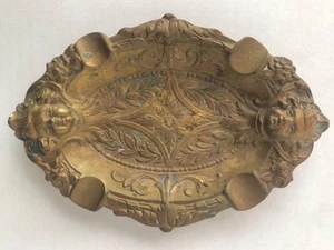 Vintage oder antiker BRONZE verzierter ZIGARRENASCHENBECHER mit KIRSCHEN Jugendstil BAROCK - Bild 1 von 6