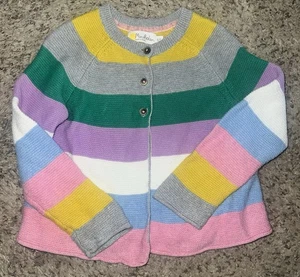 Mini Boden Kids' Cashmere Blend Cardigan in Multi Stripe Size 4/5 - Picture 1 of 3
