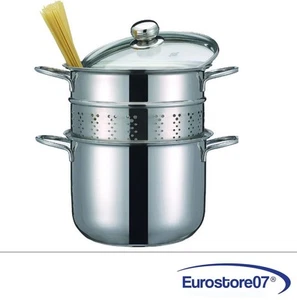 PASTAIOLA HOTPOT IN ACCIAIO INOX 18/10 ANCHE INDUZIONE COPERCHIO VETRO- cm.22 - Foto 1 di 2