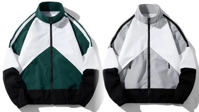 Hombres Chaqueta Ligera Informal Chaqueta de Bombardero Bloque de Color Abrigo Universitario Rompevientos Foto 1 de 4