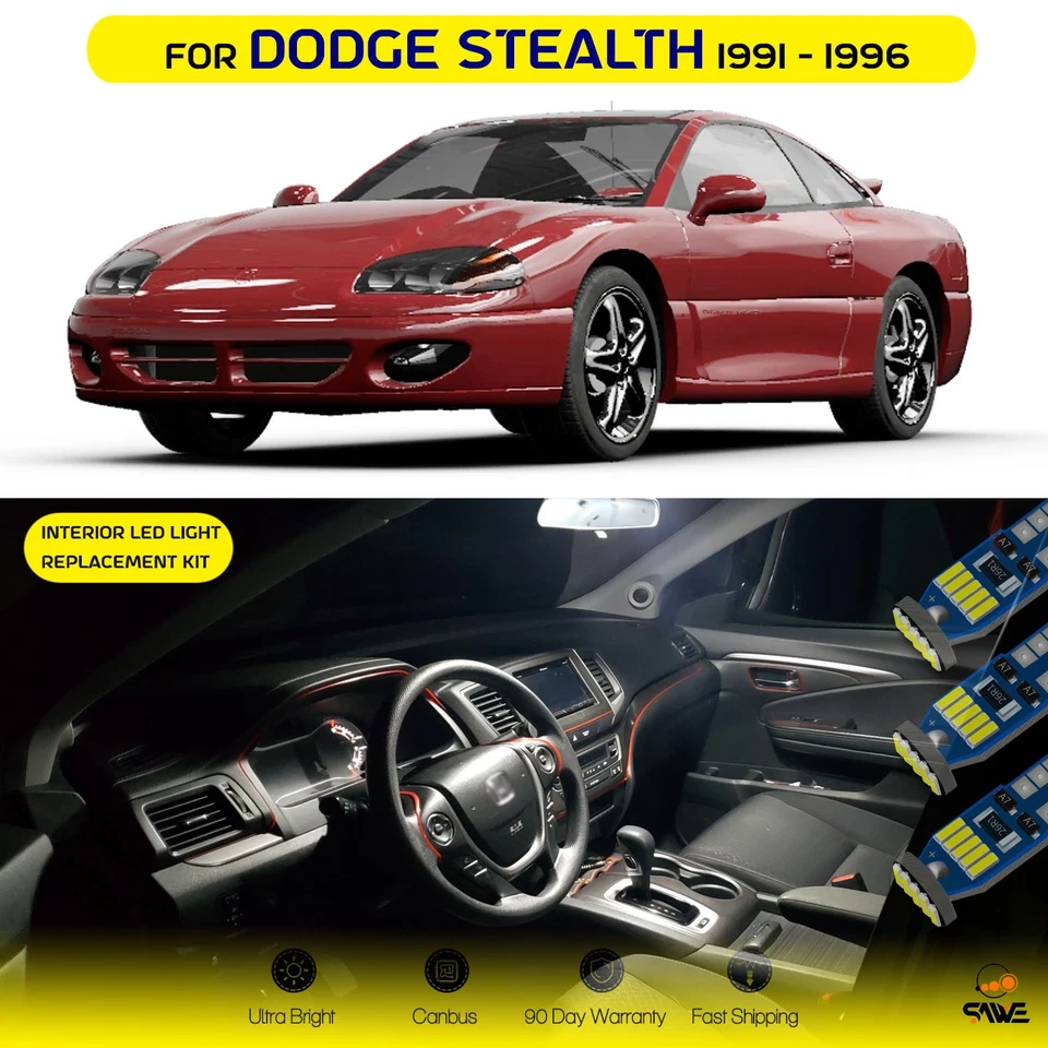 Kit de paquete de bombillas LED interiores 12x para Dodge Stealth 1991-1996 ULTRA BLANCO Foto 1 de 4