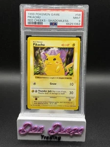 Pokémon Base 1999 Shadowless #58 Pikachu Guance Rosse Variante PSA 9 - Foto 1 di 6