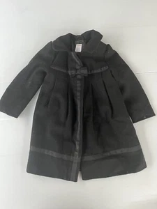 Gymboree Holiday Black Button Up Wool Coat Pea Coat Jacket Size 2 Bow Collar - Picture 1 of 9