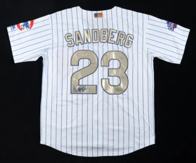 Ryne Sandberg Signed Chicago Cubs Majestic 2016 World Series Jersey (PSA) HOF 05 - Image 1 of 4