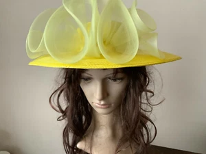 Vintage Sylvia Mode Damen Sonntag Kirche Derby Stroh Sommer gelb Hut 22" M - Bild 1 von 9