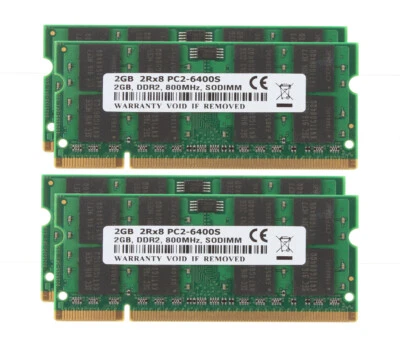 4X 2GB Kit 2Rx8 PC2-6400 Laptop RAM SODIMM Memory DDR2 800Mhz 200Pin Intel CPU - Image 1 of 4