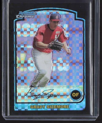 2003 Bowman Draft Grady Sizemore Chrome X-Fractor 54/130 #BDP157 - Image 1 of 2