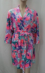 Lilly Pulitzer Elaine Velour Robe Seaside Carnivale Velo Sz L/XL #009757 - NEW - Picture 1 of 7
