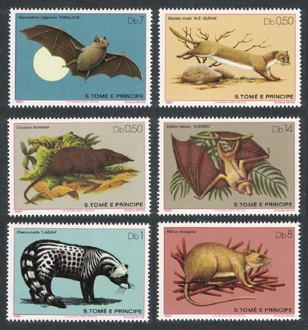 Sao Tome Wild animals Mammals 6v 1981 MNH Sc#598-603 Cover